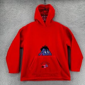 Vintage 90s Pooh 100 Acre Collection Eeyore Fleece‎ Hoodie Red Adult Medium